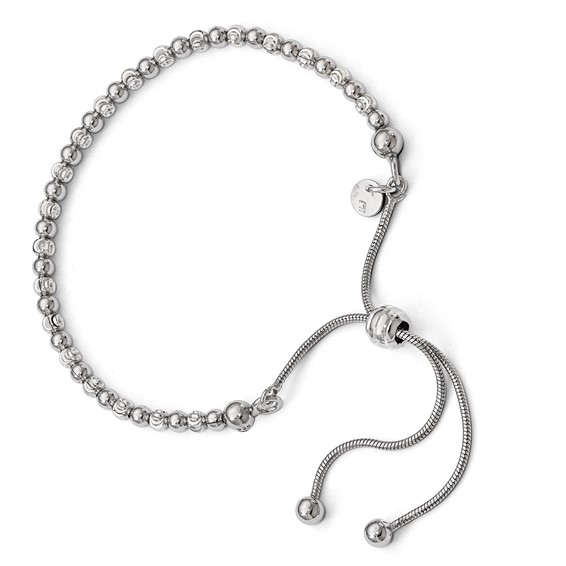 Leslie's Sterling Silver RH-plated D/C Bracelet Adjustable Bracelet