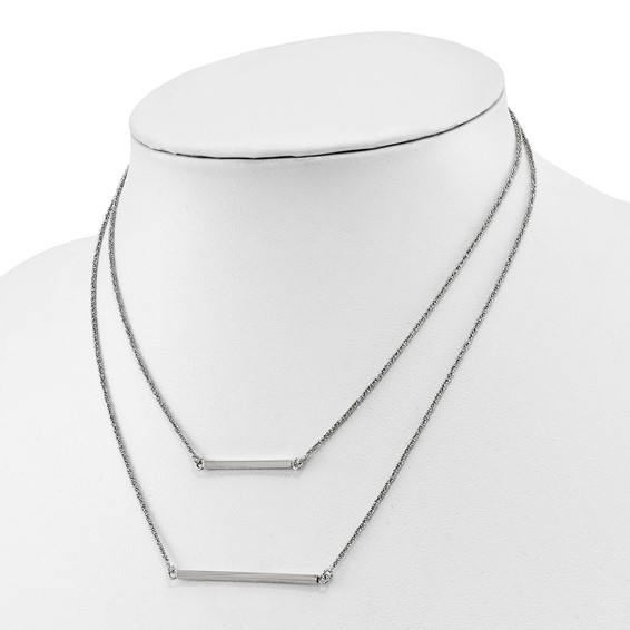 Leslie's Sterling Silver Double 1.4 mm Strand with 2in ext. Necklace