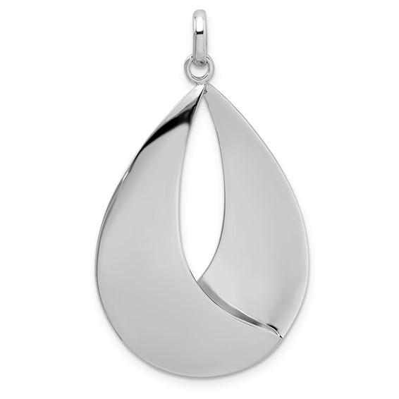 Leslie's Sterling Silver Radiant Esse RH-plat Polish/Textured Pendant