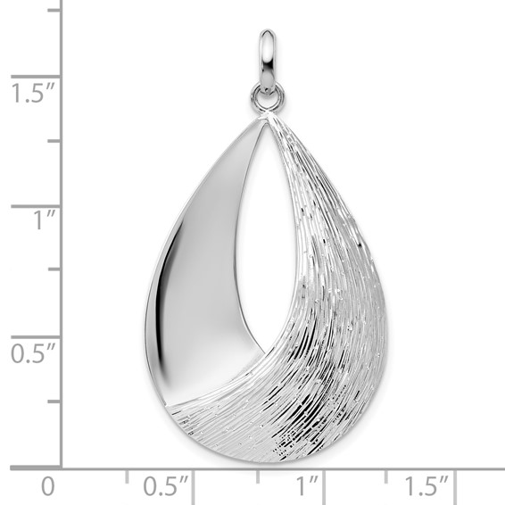 Leslie's Sterling Silver Radiant Esse RH-plat Polish/Textured Pendant