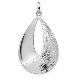 Leslie's Sterling Silver Radiant Esse RH-plat Polish/Textured Pendant
