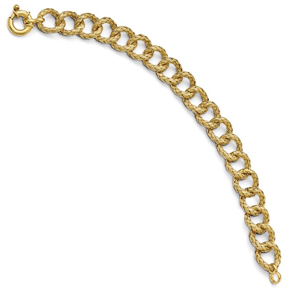 Leslie's Sterling Silver Gold-plated Polished Textured Bracelet- Fancy Spri