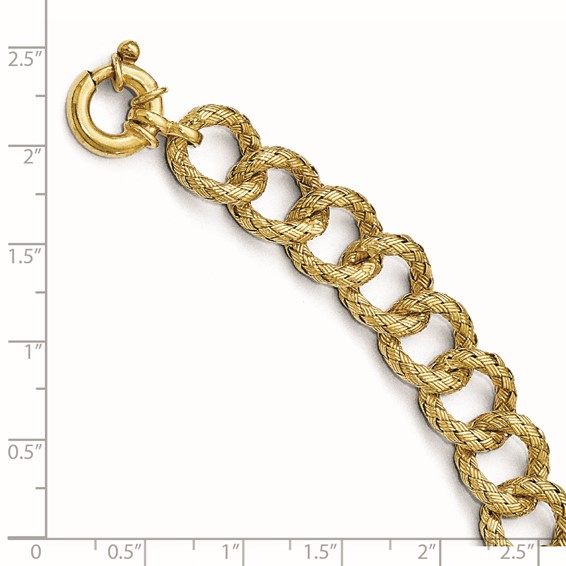 Leslie's Sterling Silver Gold-plated Polished Textured Bracelet- Fancy Spri
