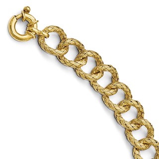 Leslie's Sterling Silver Gold-plated Polished Textured Bracelet- Fancy Spri