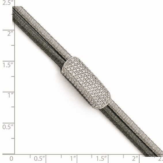 Leslie's Sterling Silver Ruthenium-plated CZ with 1.5in ext. Bracelet