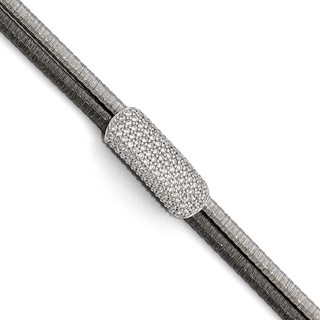 Leslie's Sterling Silver Ruthenium-plated CZ with 1.5in ext. Bracelet