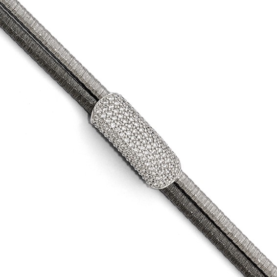 Leslie's Sterling Silver Ruthenium-plated CZ with 1.5in ext. Bracelet