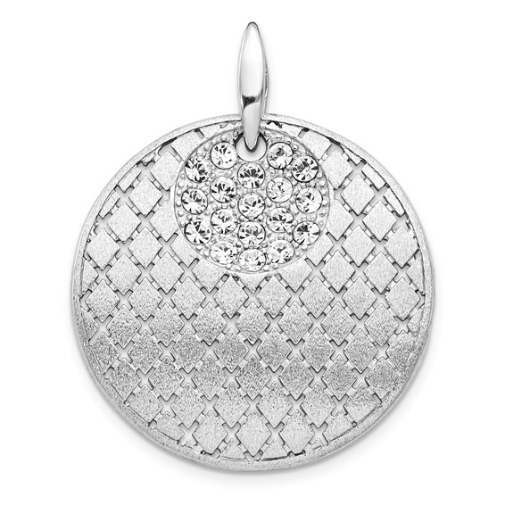 Leslie's Sterling Silver Brushed Preciosa Crystal Pendant