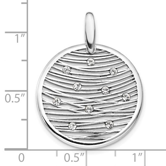 Leslie's Sterling Silver RH-plated Polished Preciosa Crystal Pendant