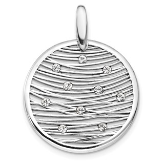 Leslie's Sterling Silver RH-plated Polished Preciosa Crystal Pendant