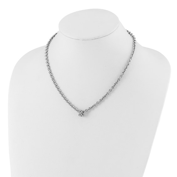 Leslie's Sterling Silver Polished CZ Infinity Bead Chain Necklace