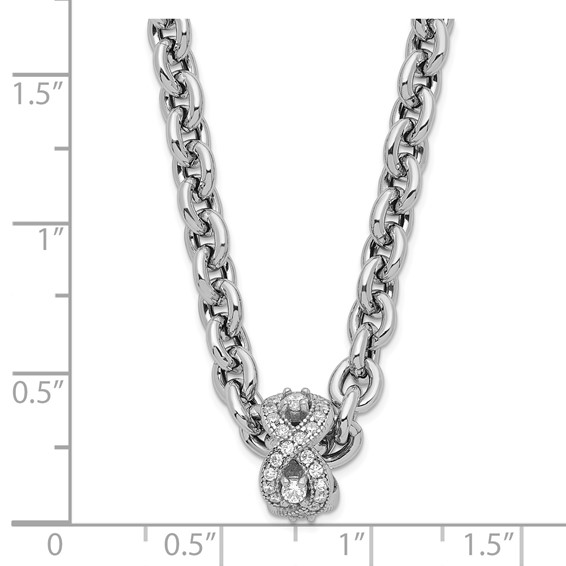 Leslie's Sterling Silver Polished CZ Infinity Bead Chain Necklace