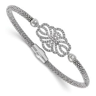 Leslie's Sterling Silver Polished Textured CZ Bracelet
