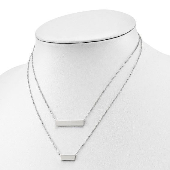 Leslie's Sterling Silver RH-plated Polished Double Bar Necklace