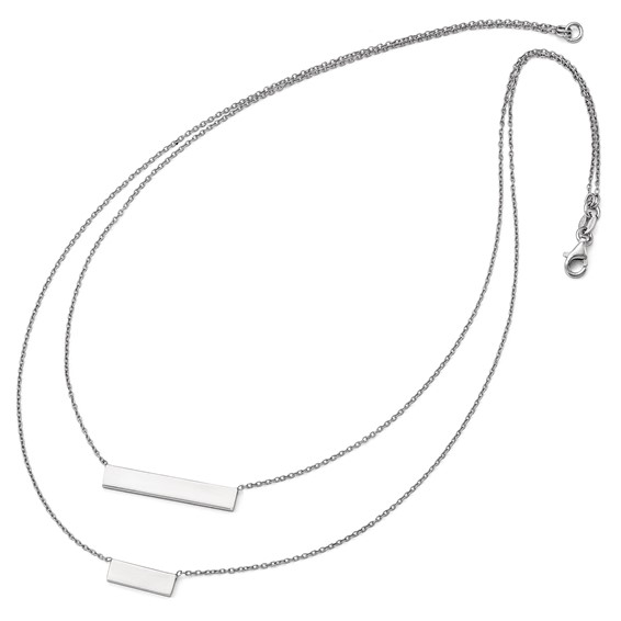 Leslie's Sterling Silver RH-plated Polished Double Bar Necklace