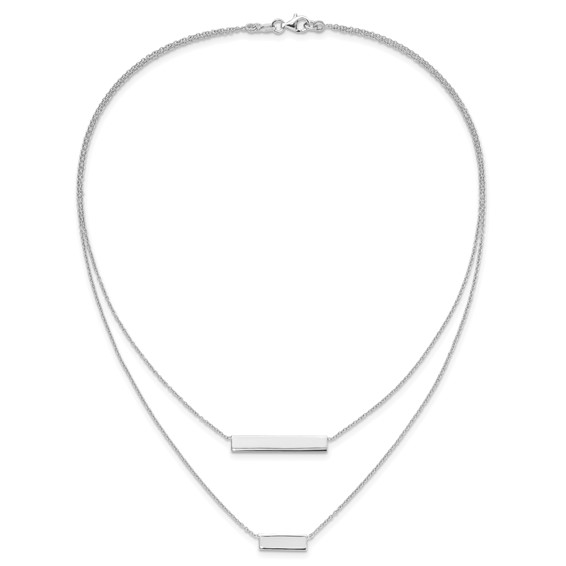 Leslie's Sterling Silver RH-plated Polished Double Bar Necklace