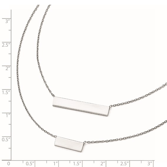 Leslie's Sterling Silver RH-plated Polished Double Bar Necklace