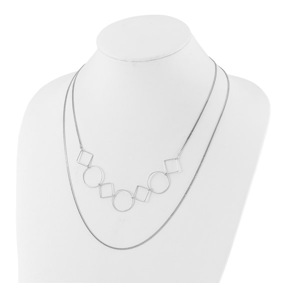 Leslie's Sterling Silver Polished Double-strand Geometric Necklace
