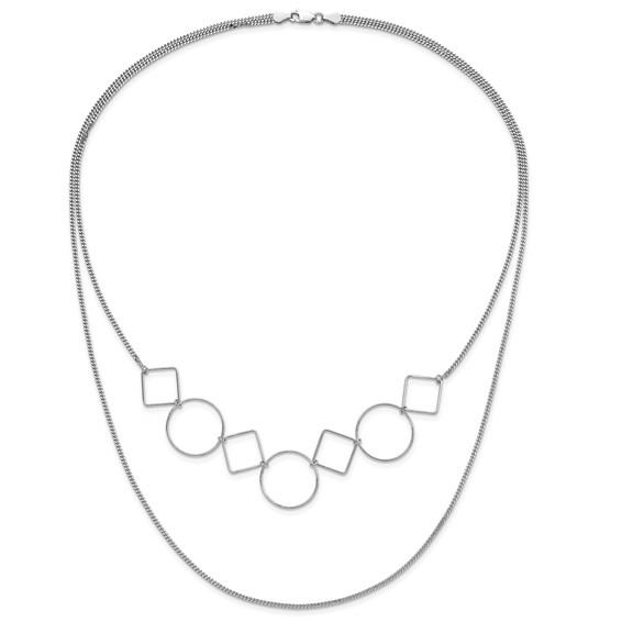 Leslie's Sterling Silver Polished Double-strand Geometric Necklace
