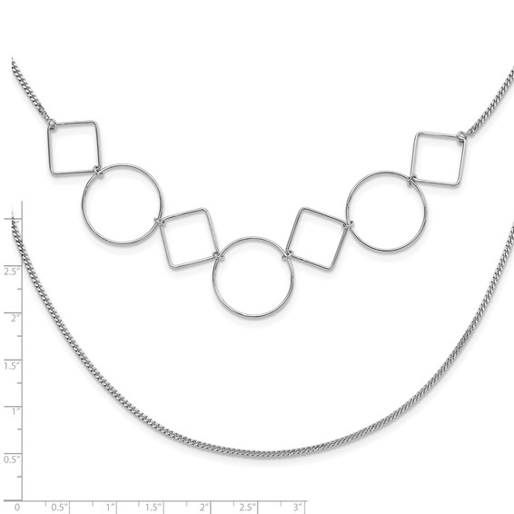 Leslie's Sterling Silver Polished Double-strand Geometric Necklace