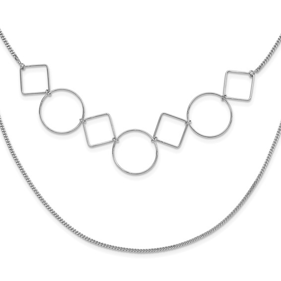 Leslie's Sterling Silver Polished Double-strand Geometric Necklace