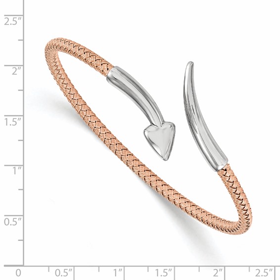 Leslie's Sterling Silver Rose Rhodium-plated Flexible Bangle