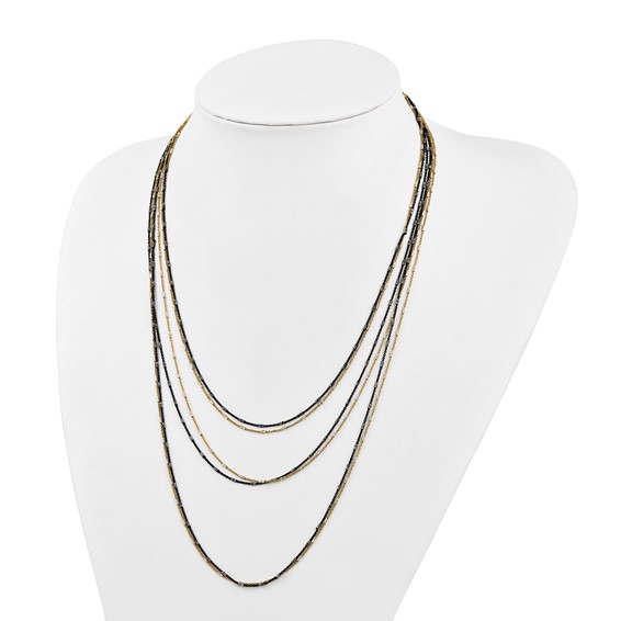 Leslie's Sterling Silver Gold/Black Rhodium-plated 1in ext. Necklace