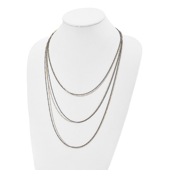 Leslie's Sterling Silver Gold/Black Rhodium-plated 1in ext. Necklace