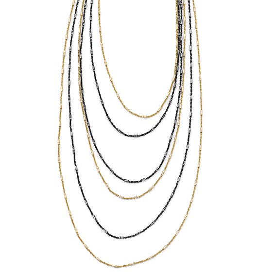 Leslie's Sterling Silver Gold/Black Rhodium-plated 1in ext. Necklace