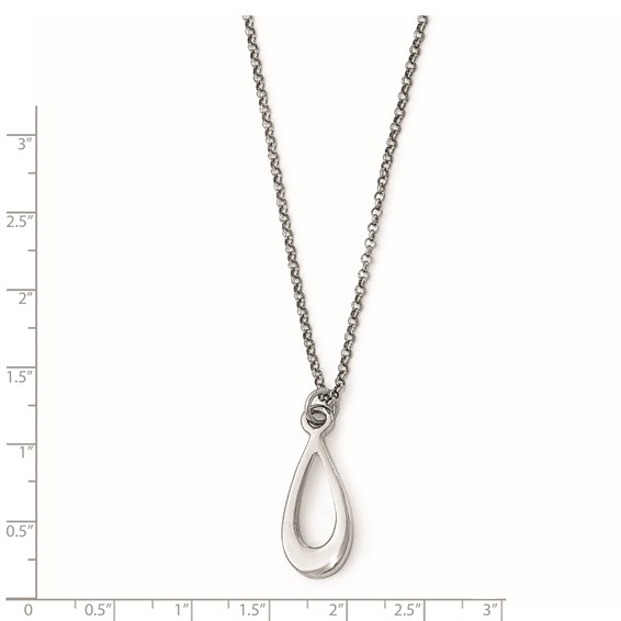 Leslie's Sterling Silver Polished Teardrop w/1in ext. Necklace