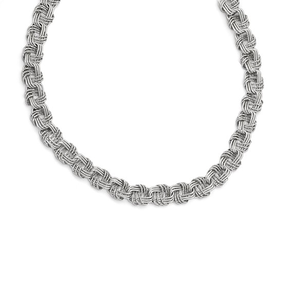 Leslie's Sterling Silver Polished & DC w/1in ext. Necklace