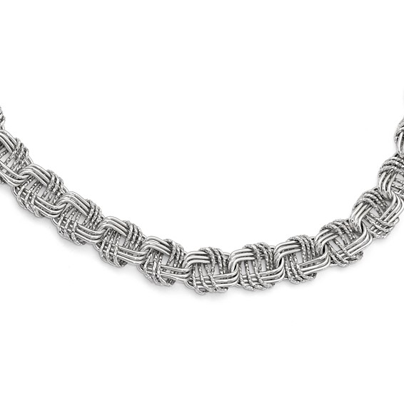 Leslie's Sterling Silver Polished & DC w/1in ext. Necklace