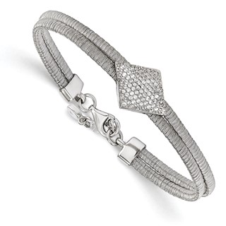 Leslie's Sterling Silver CZ w/1in ext. Bracelet
