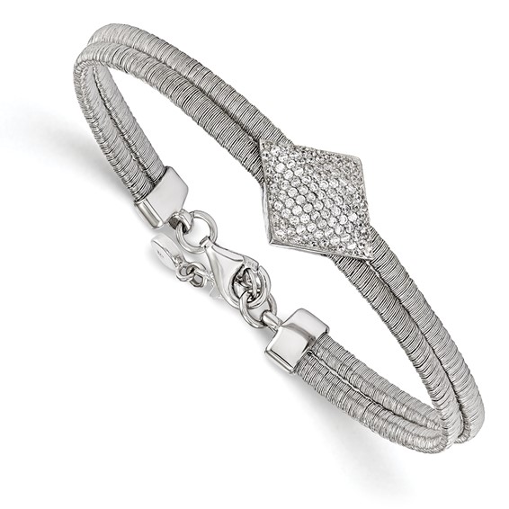 Leslie's Sterling Silver CZ w/1in ext. Bracelet