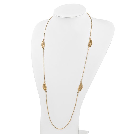 Leslie's Sterling Silver Gold-plated Leaf w/1.5in ext. Necklace