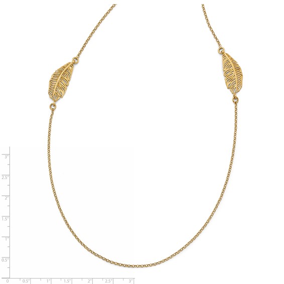 Leslie's Sterling Silver Gold-plated Leaf w/1.5in ext. Necklace
