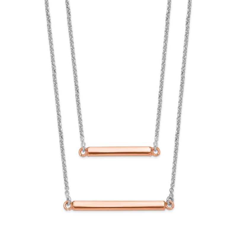Sterling Silver RH-plt Fancy  Rose-tone Bar w/2in ext. Necklace
