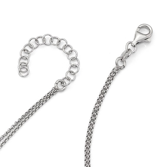 Leslie's Sterling Silver RH-plt Fancy  Rose-tone Bar w/2in ext. Necklace