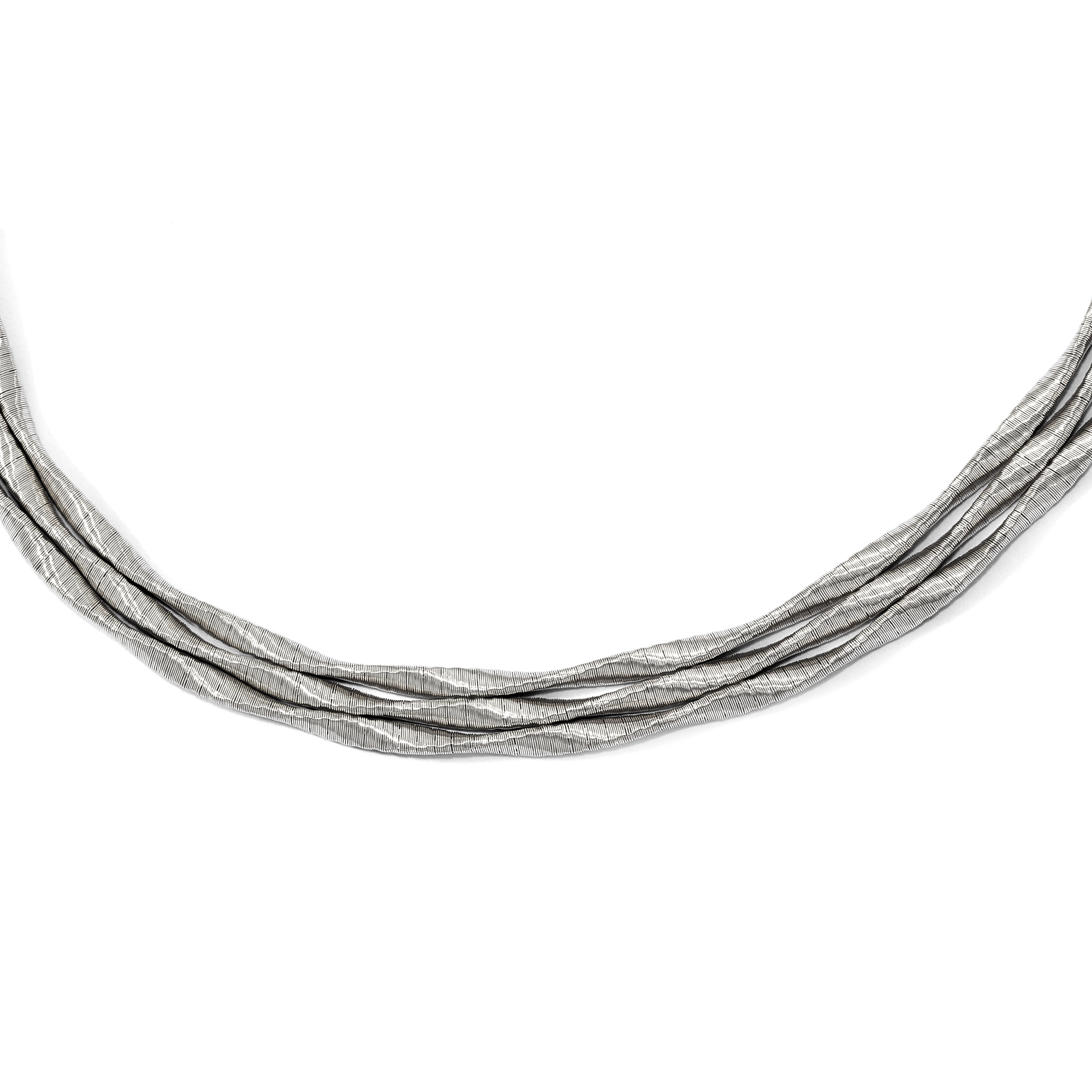 Leslies Sterling Silver Rhodium-plated 3-strand with 2in ext Necklace; 17 inch