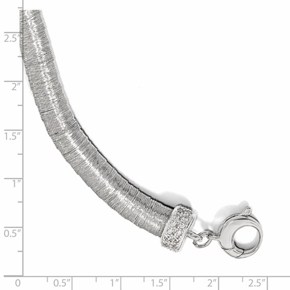 Leslie's Sterling Silver Rhodium-plated CZ with 1in ext. Bracelet