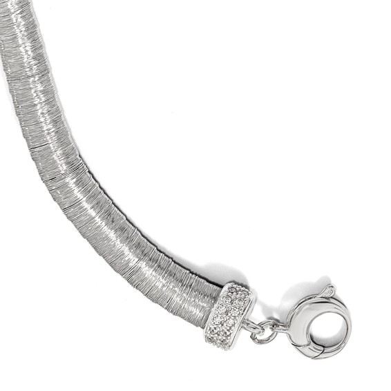 Leslie's Sterling Silver Rhodium-plated CZ with 1in ext. Bracelet