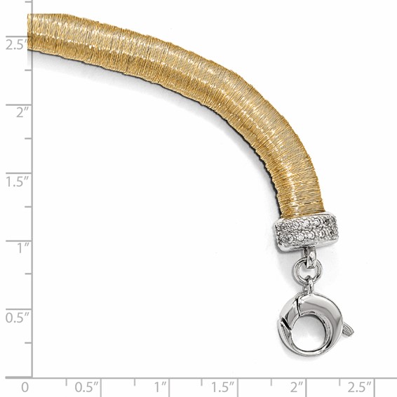 Leslie's Sterling Silver Gold-tone CZ with 1in ext. Bracelet