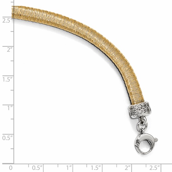 Leslie's Sterling Silver Gold-tone CZ with 1in ext. Bracelet