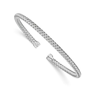 Leslie's Sterling Silver RH-plated Polished Woven Cuff Bangle