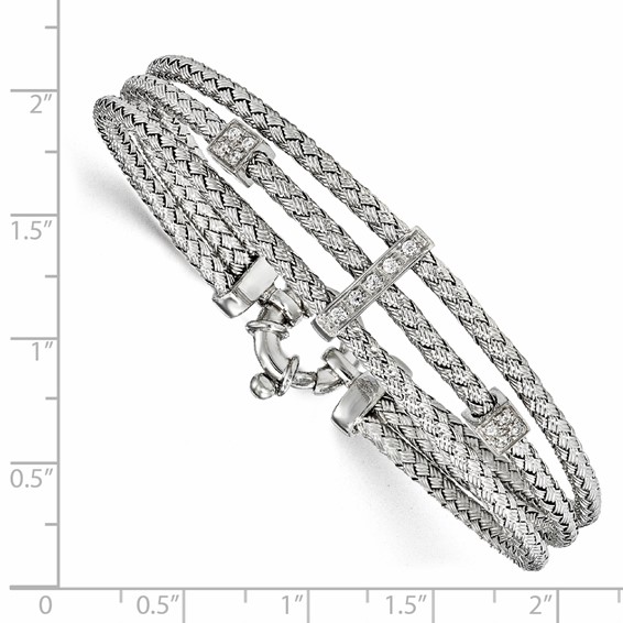 Leslie's Sterling Silver CZ Polished Woven Bracelet