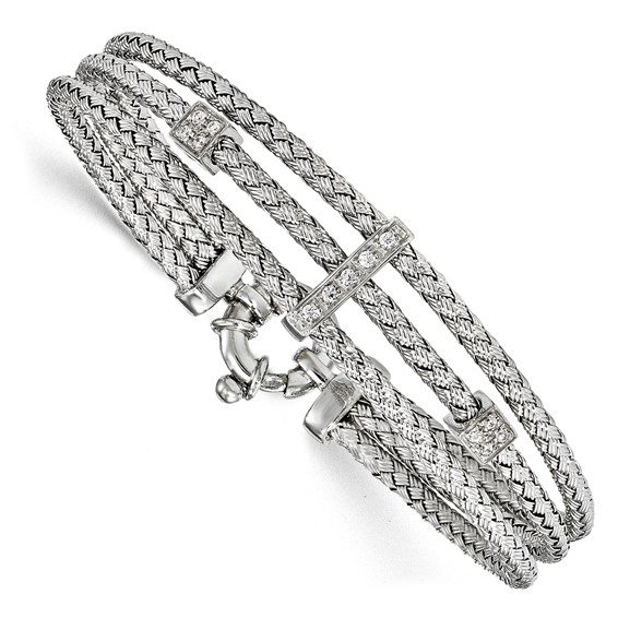 Leslie's Sterling Silver CZ Polished Woven Bracelet