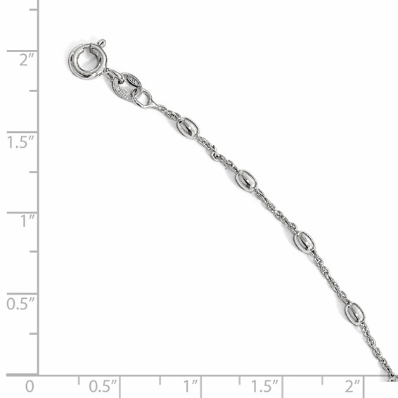 Leslie's Sterling Silver Rhodium-plated Bead 9 inch Plus 1 inch Extender - Total 10 inch Anklet
