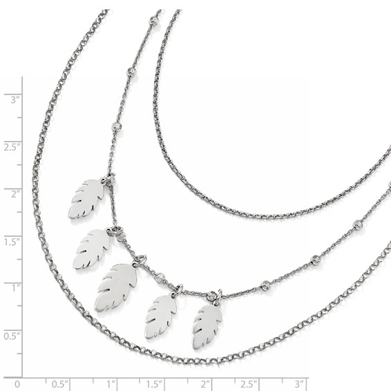 Leslie's Sterling Silver Polished Leaf Multi-Strand with 2in ext. Necklace