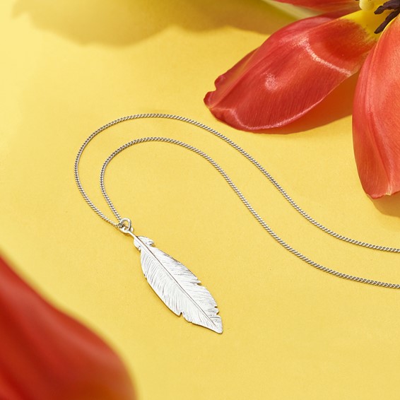 Leslie's Sterling Silver Rhodium-plated Leaf w/1in ext. Necklace
