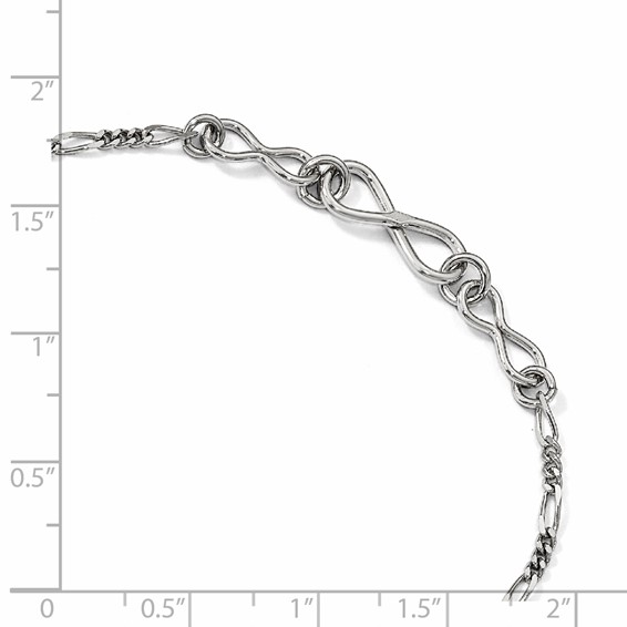 Leslie's Sterling Silver Rhodium-plated Infinity 9 inch Plus 1 inch Extender - Total 10 inch Anklet